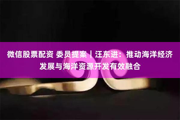 微信股票配资 委员提案｜汪东进：推动海洋经济发展与海洋资源开发有效融合